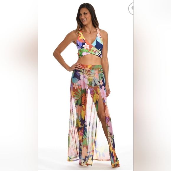 NWT Cover- up sheer multi floral tropical size xl - Picture 4 of 17